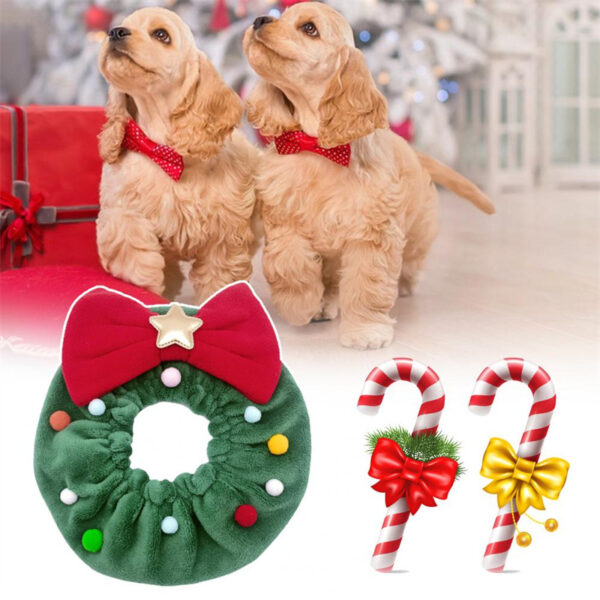 Christmas Pet Bow-knot Collar Friendly To Skin Xmas Pet Scarf WashableParty Pet Dog Neck Strap Scarf - Image 2